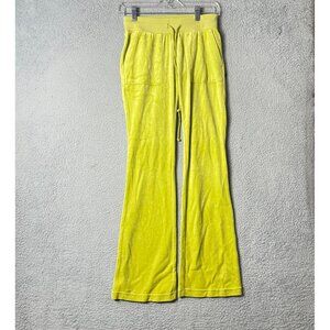 Wild Fable Velour Pants Womens XS Lime Green Flared Drawstring‎ Waist Pockets